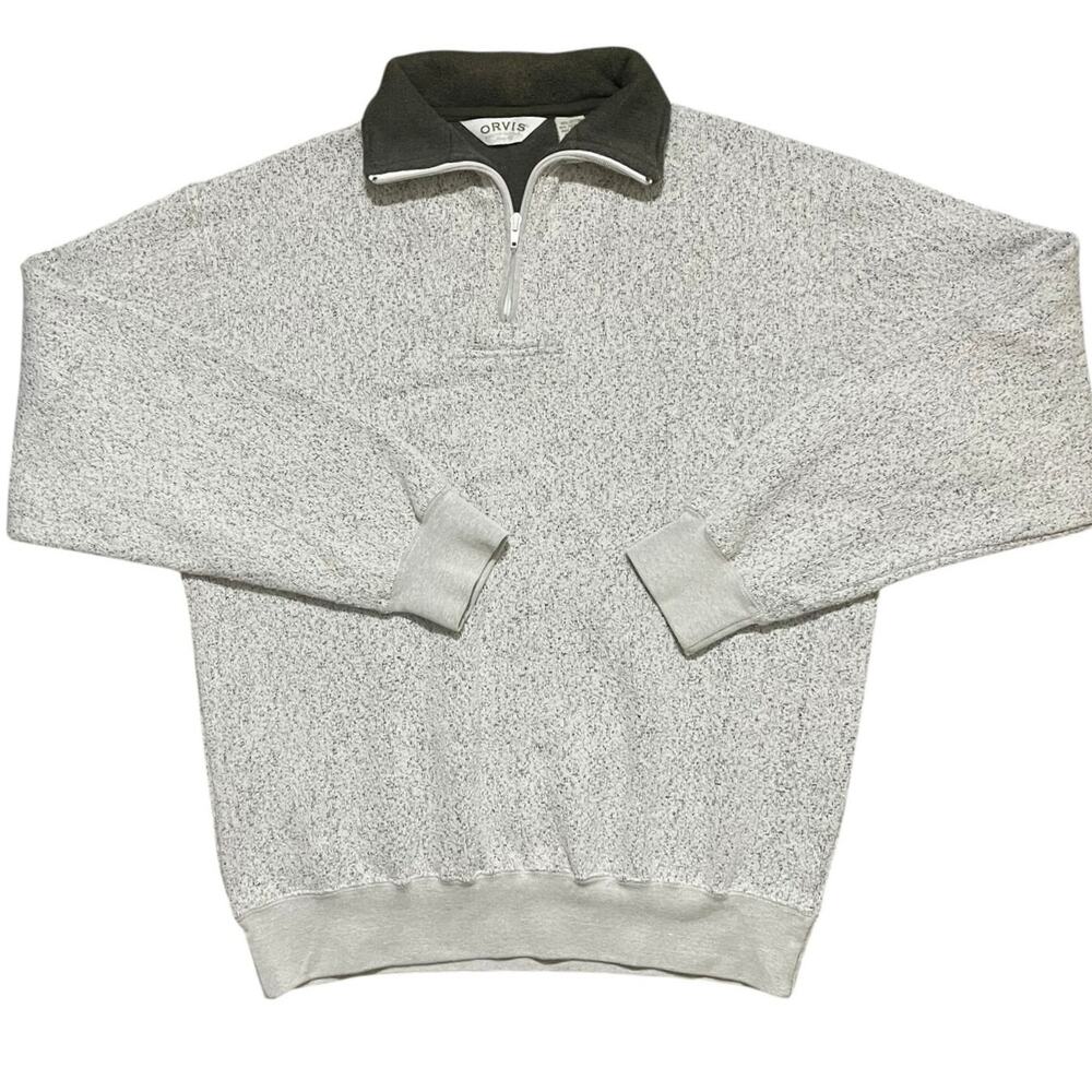 Orvis Men's 1/4 Zip Sweater Fleece Size M Gray Pullover
